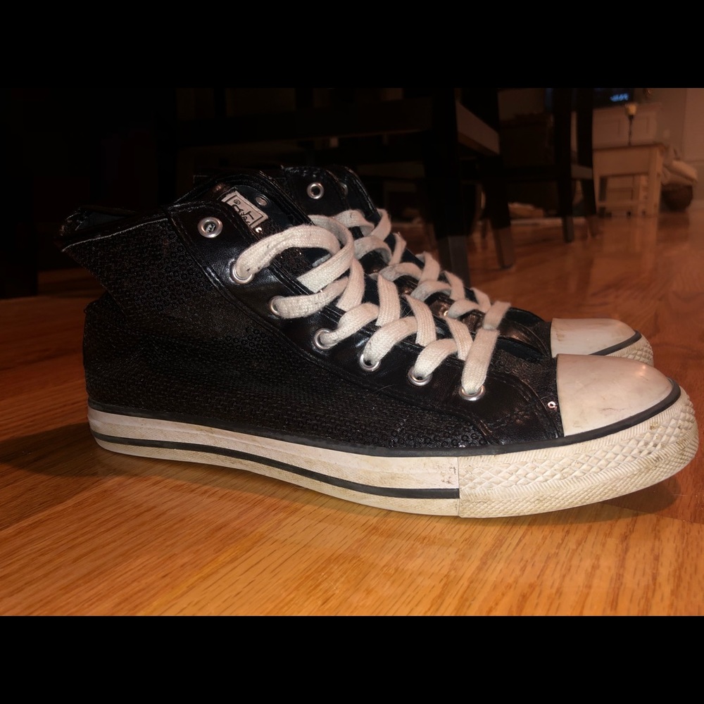 Black Sequin high-top converse